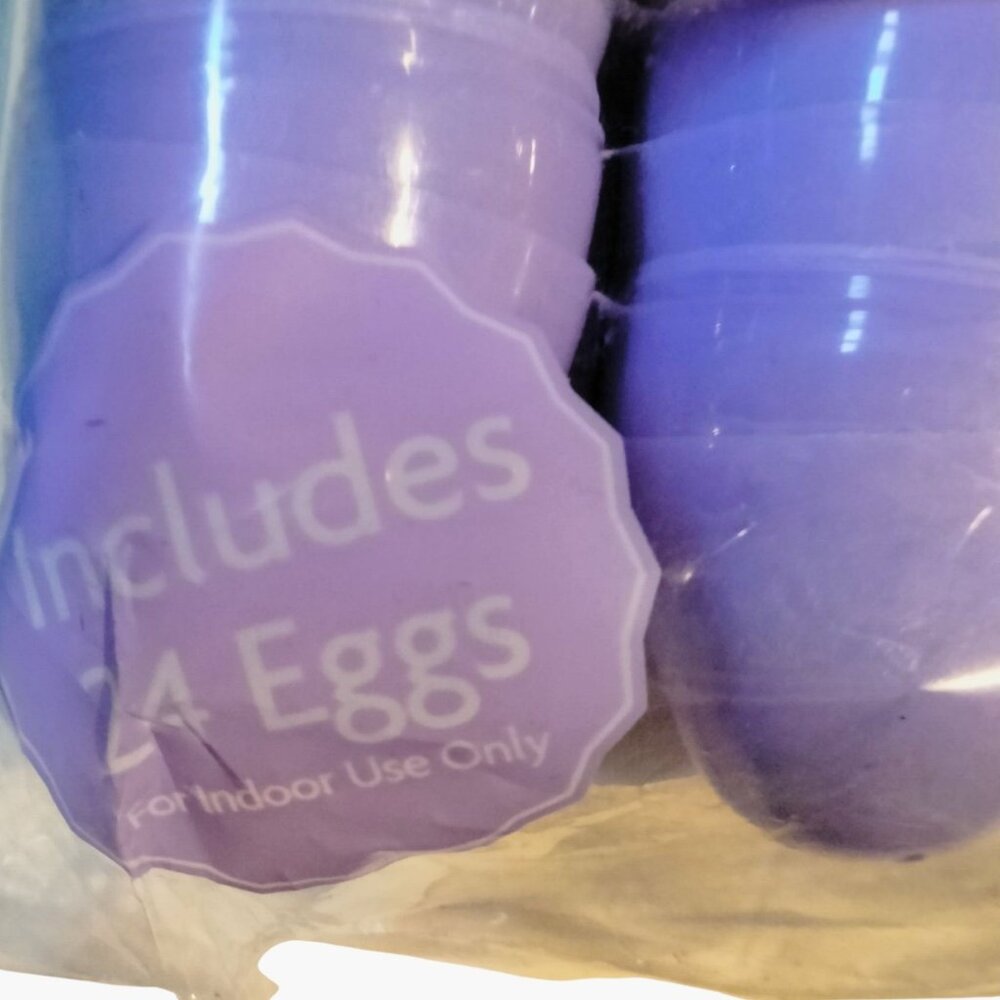 Easter Fill Eggs Hinged Blue White Purple Plastic Party Favor 24 Ct pack - Picture 5 of 7